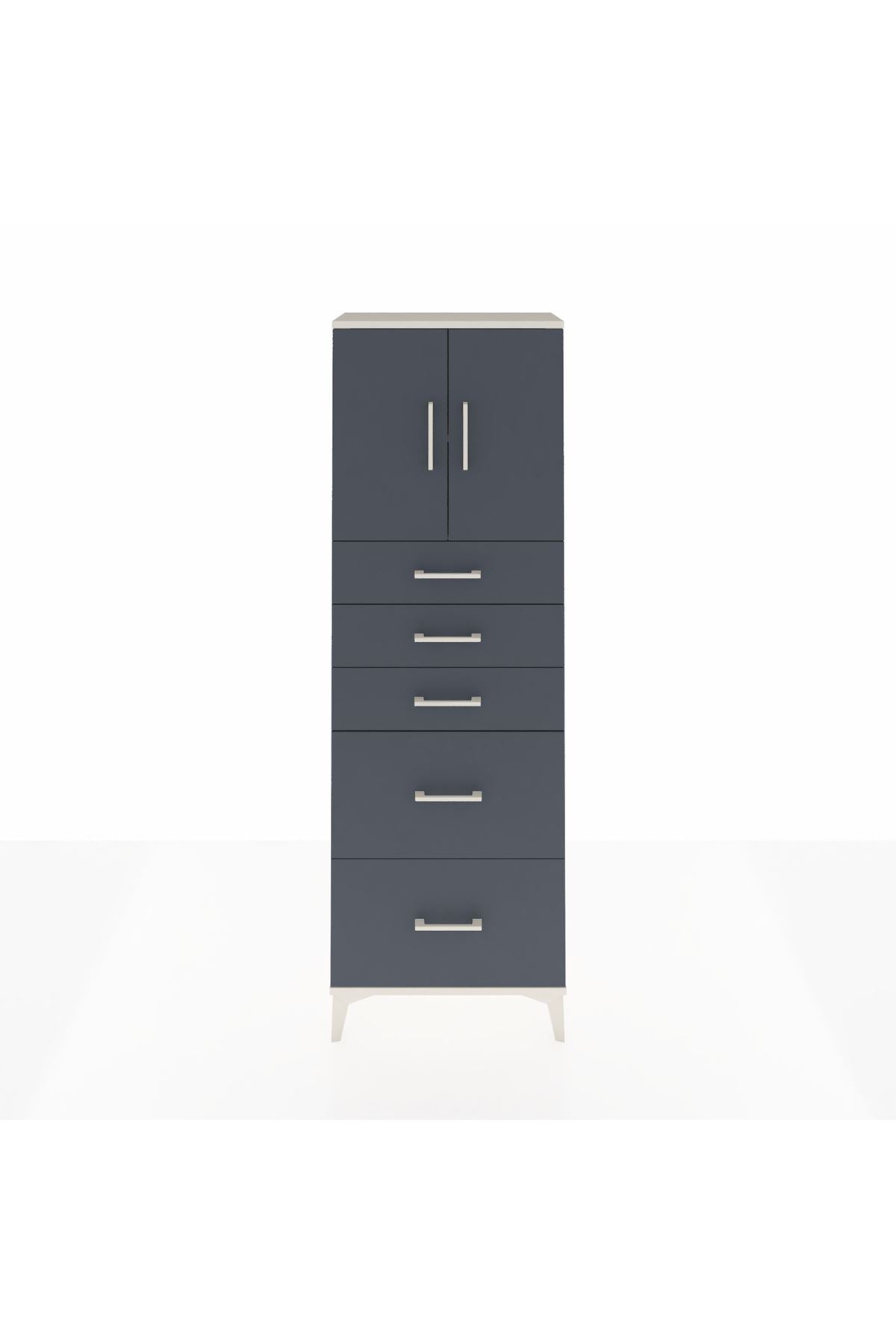 Arges Dolap 2 Raflı 5 Çekmeceli 2 Kapaklı 60x30x182 - S23M018V2A