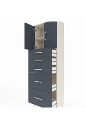 Arges Dolap 2 Raflı 5 Çekmeceli 2 Kapaklı 60x30x182 - S23M018V2A