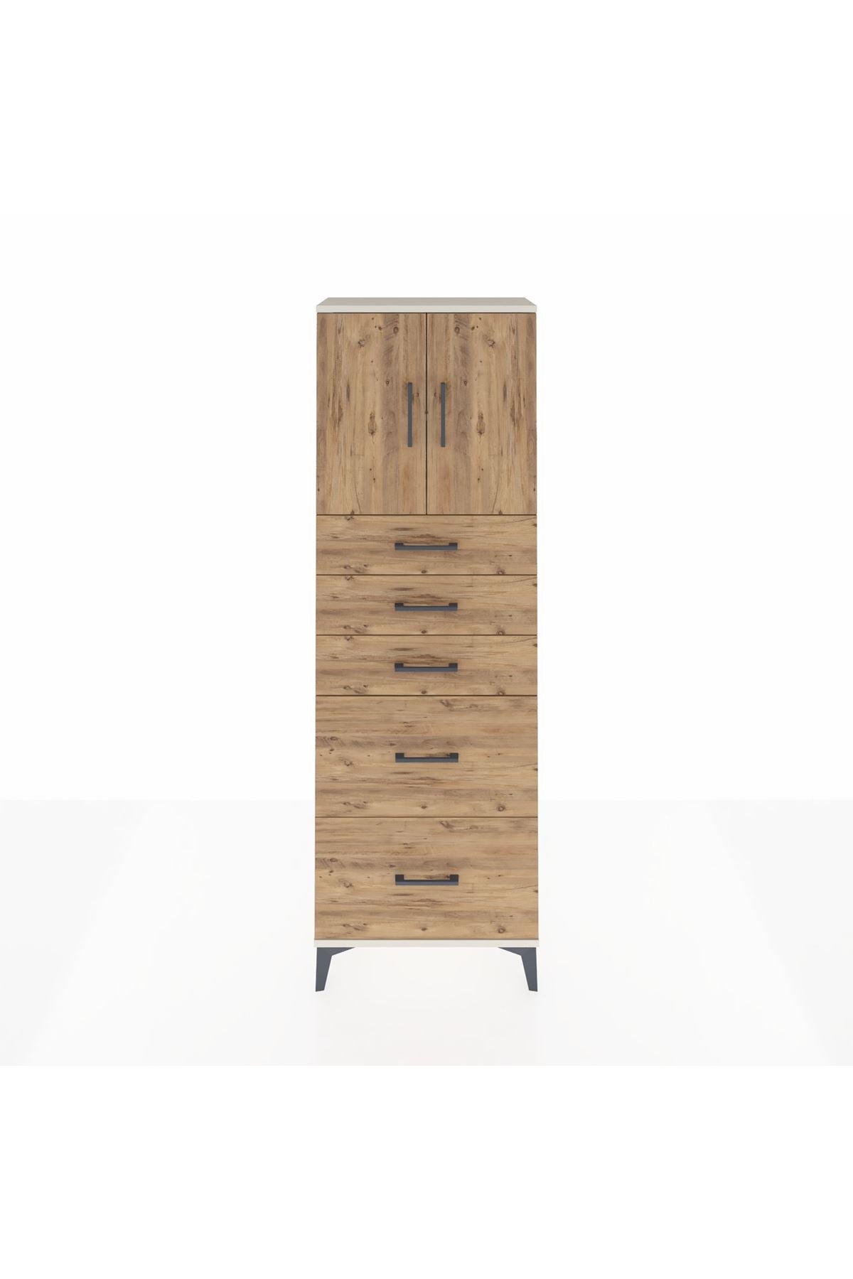 Arges Dolap 2 Raflı 5 Çekmeceli 2 Kapaklı 60x30x182 - S23M018V3A