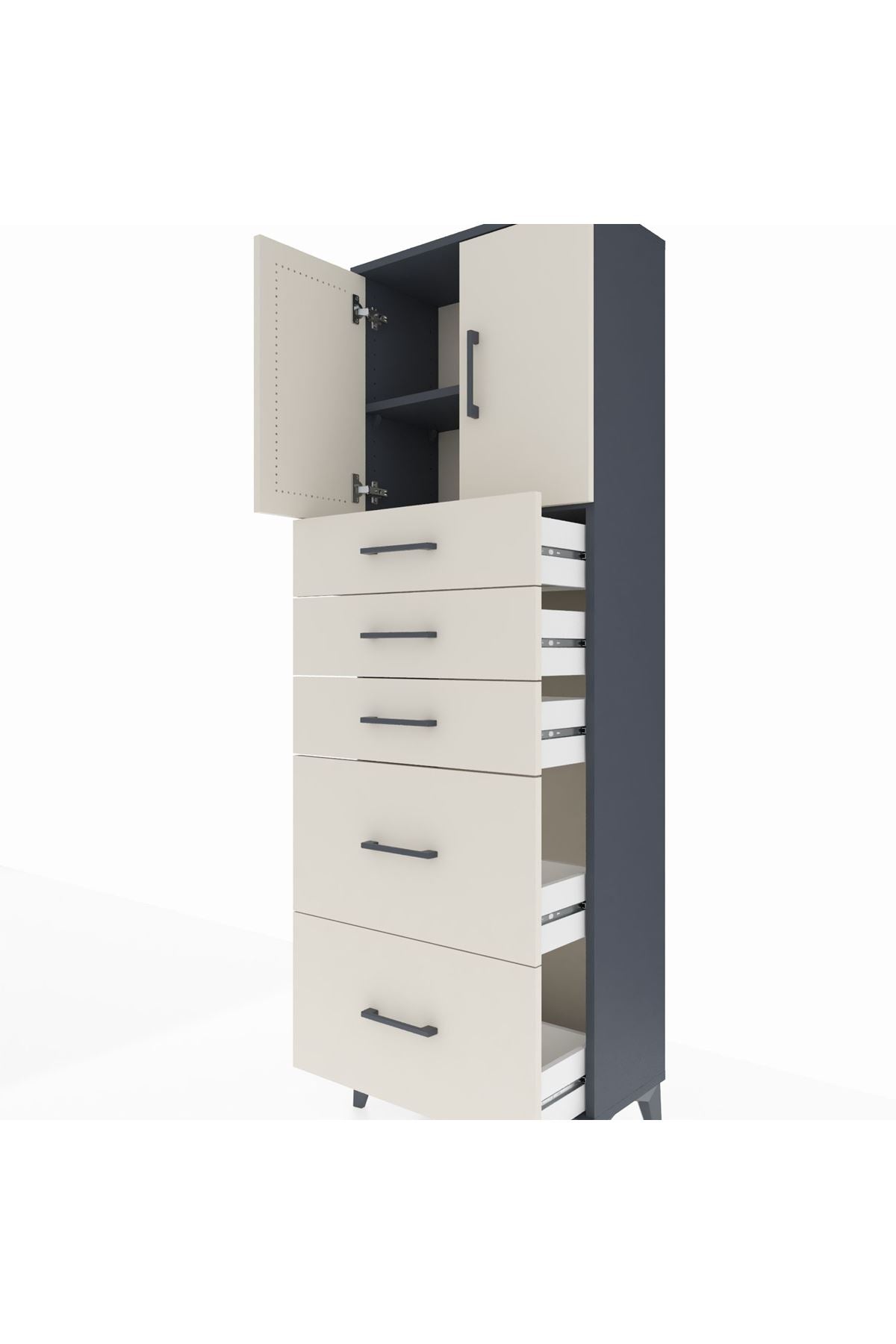 Arges Dolap 2 Raflı 5 Çekmeceli 2 Kapaklı 60x30x182 - S23M018V4A
