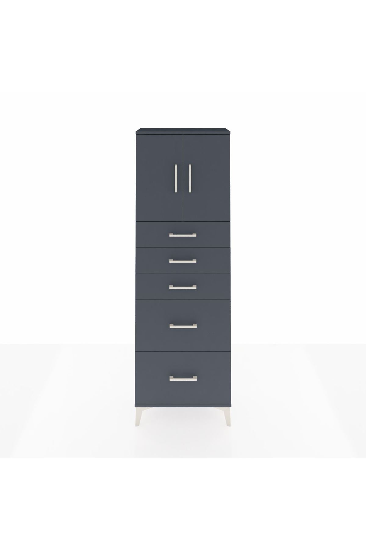Arges Dolap 2 Raflı 5 Çekmeceli 2 Kapaklı 60x30x182 - S23M018V5A