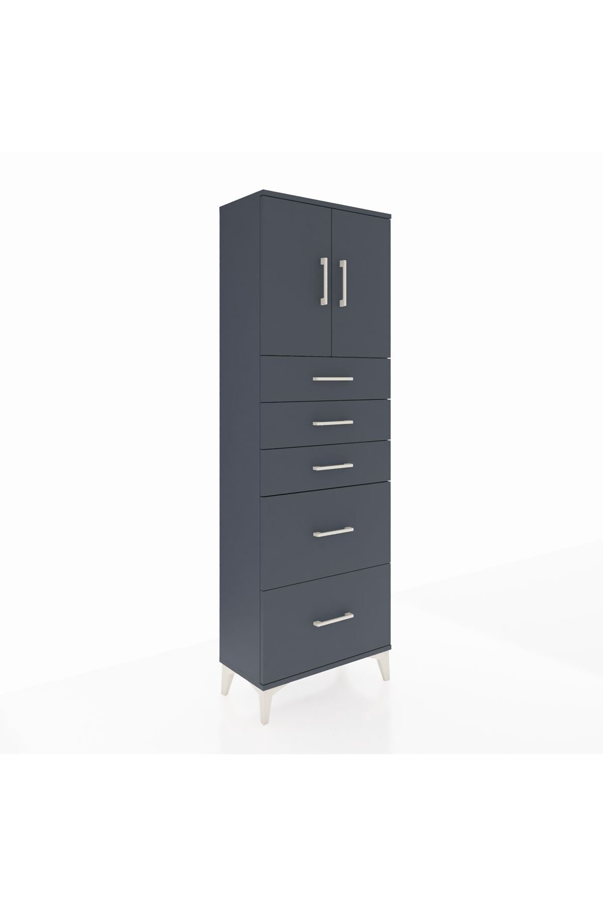 Arges Dolap 2 Raflı 5 Çekmeceli 2 Kapaklı 60x30x182 - S23M018V5A