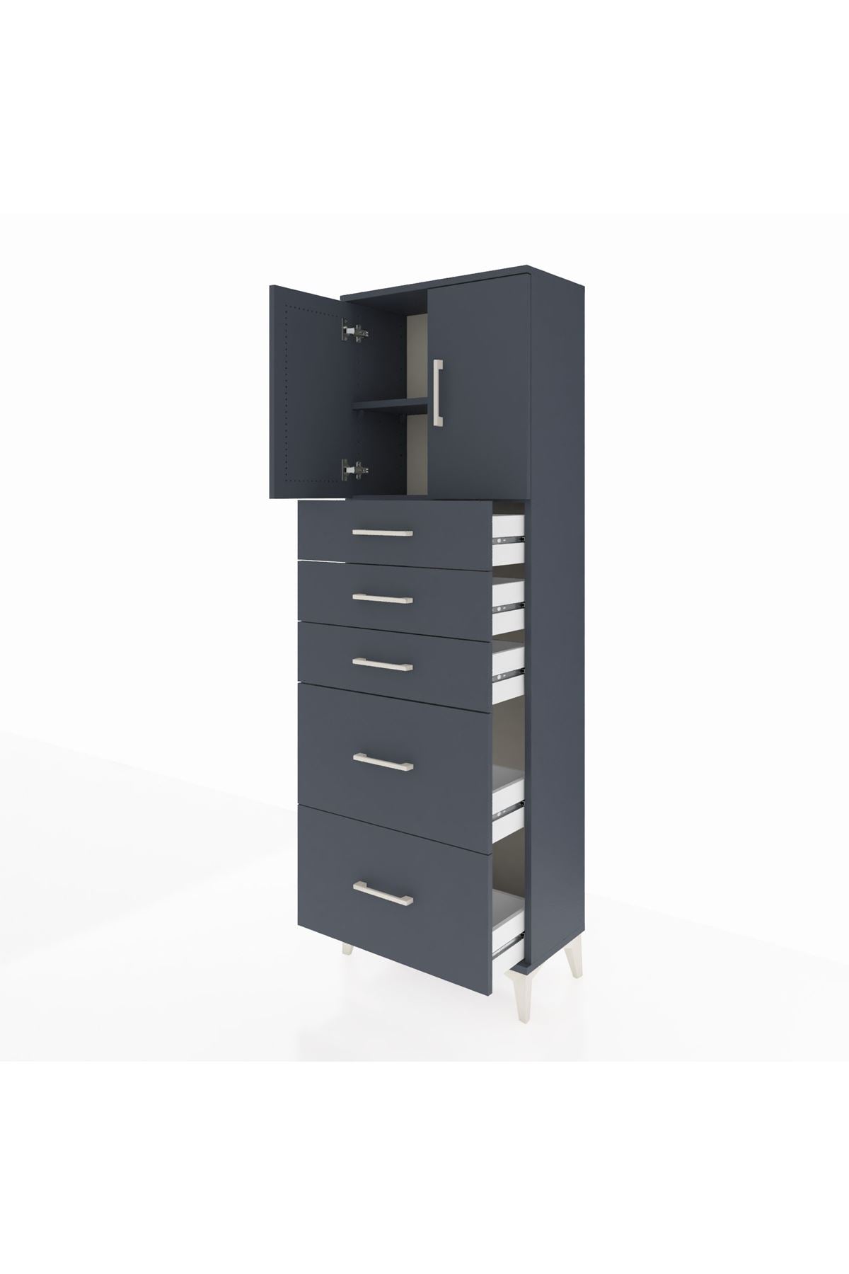 Arges Dolap 2 Raflı 5 Çekmeceli 2 Kapaklı 60x30x182 - S23M018V5A