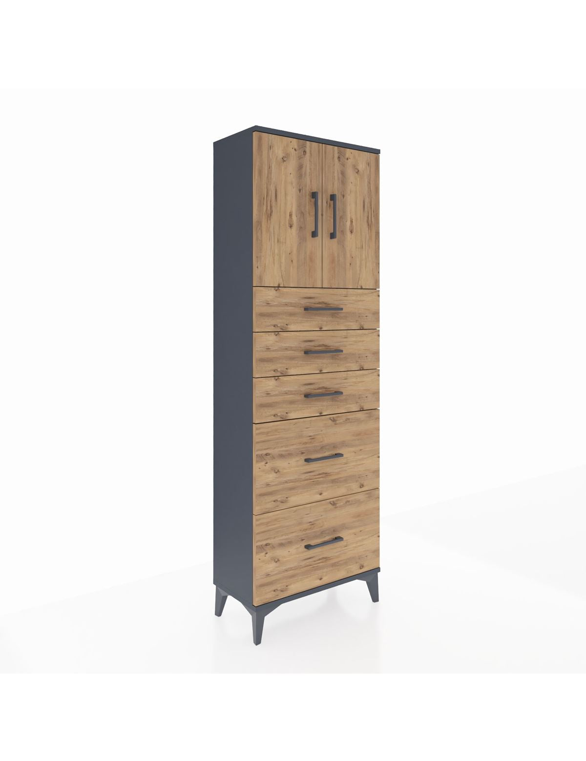 Arges Dolap 2 Raflı 5 Çekmeceli 2 Kapaklı 60x30x182 - S23M018V6A