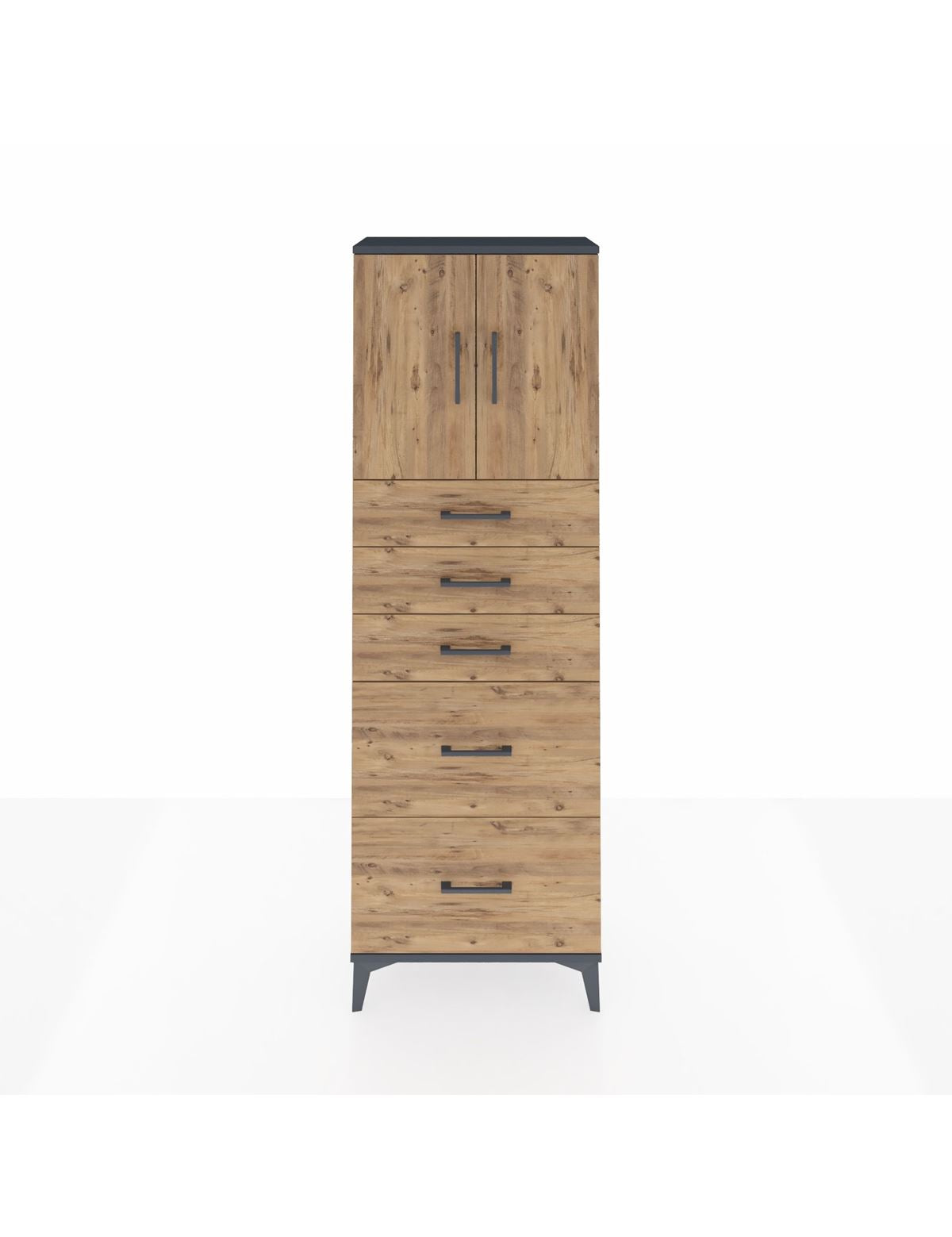 Arges Dolap 2 Raflı 5 Çekmeceli 2 Kapaklı 60x30x182 - S23M018V6A
