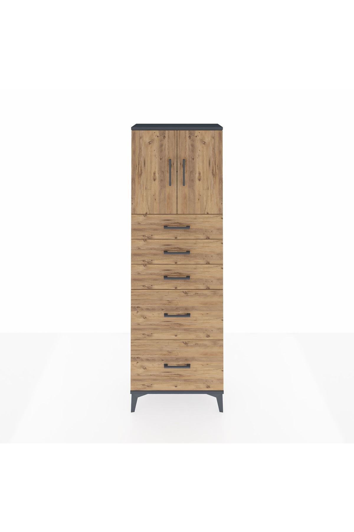 Arges Dolap 2 Raflı 5 Çekmeceli 2 Kapaklı 60x30x182 - S23M018V6A