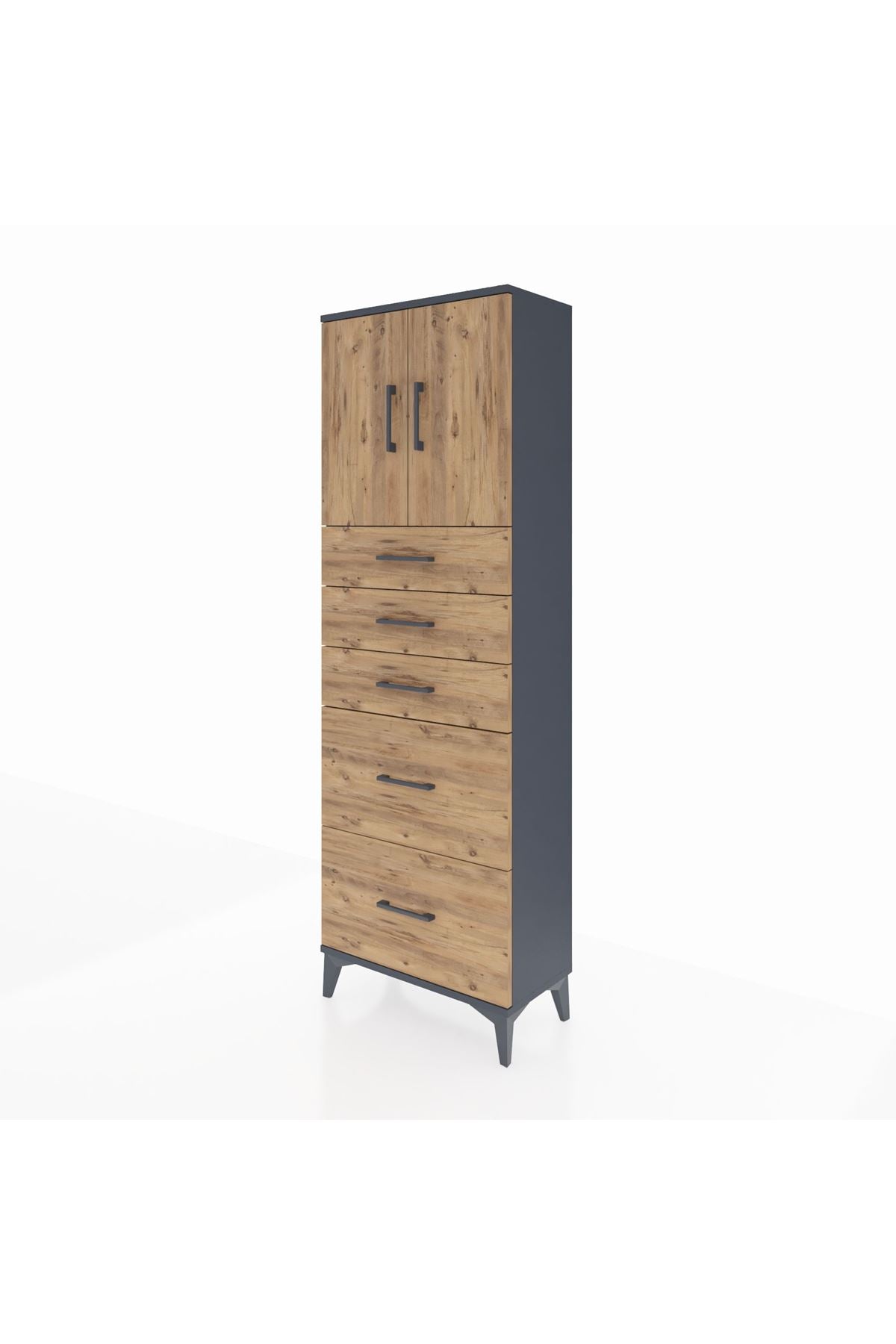 Arges Dolap 2 Raflı 5 Çekmeceli 2 Kapaklı 60x30x182 - S23M018V6A