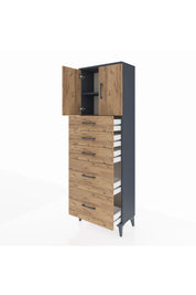 Arges Dolap 2 Raflı 5 Çekmeceli 2 Kapaklı 60x30x182 - S23M018V6A