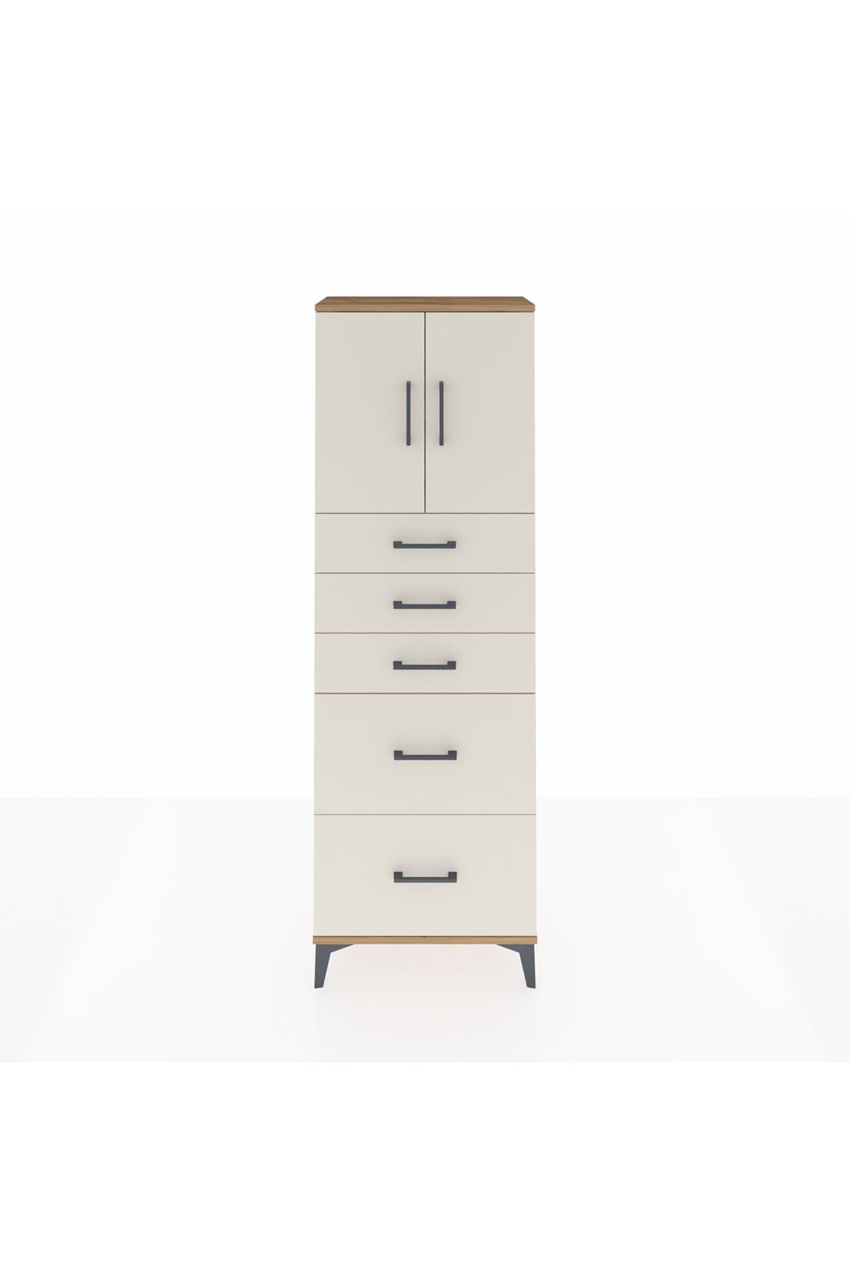 Arges Dolap 2 Raflı 5 Çekmeceli 2 Kapaklı 60x30x182 - S23M018V7A