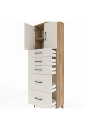 Arges Dolap 2 Raflı 5 Çekmeceli 2 Kapaklı 60x30x182 - S23M018V7A