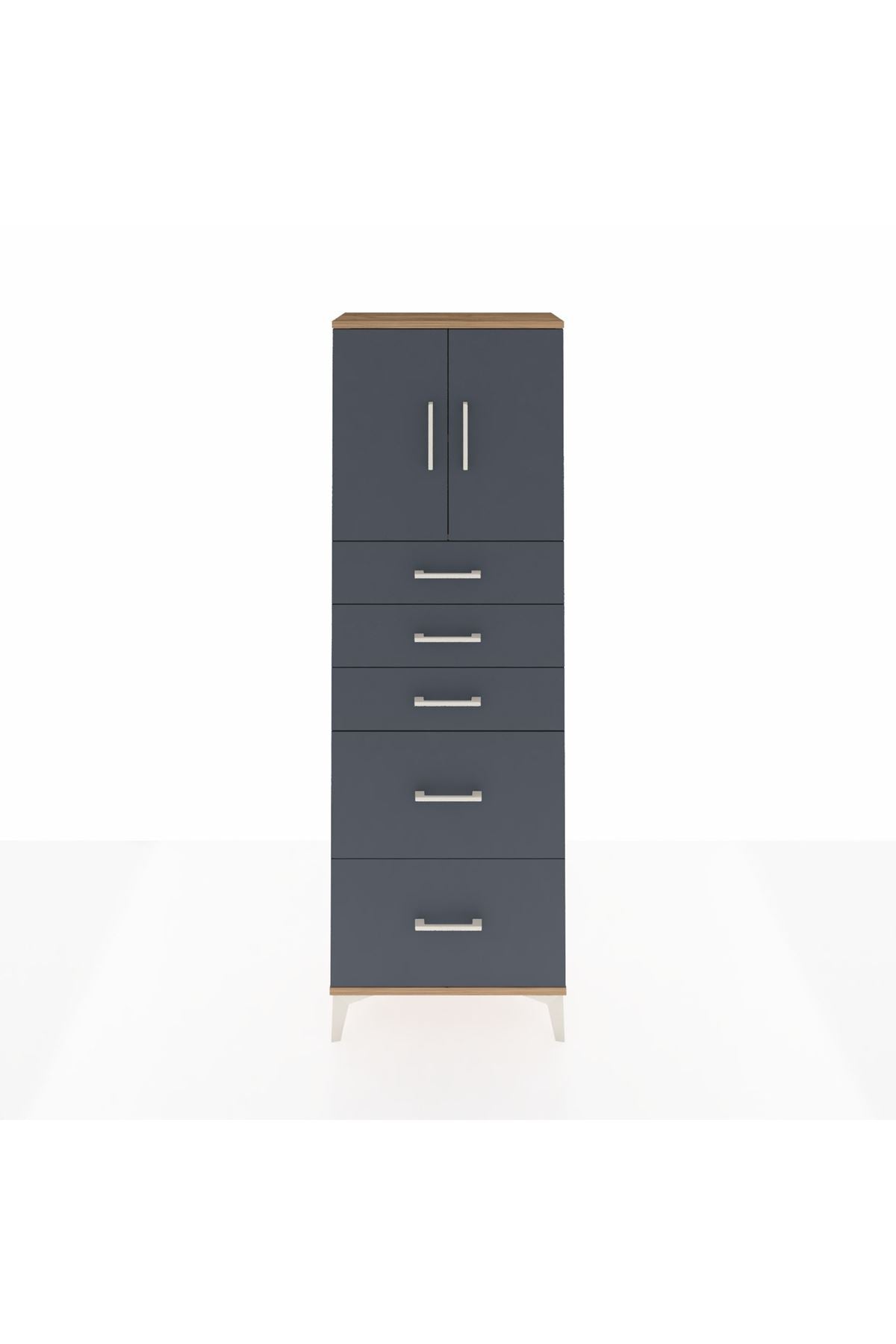 Arges Dolap 2 Raflı 5 Çekmeceli 2 Kapaklı 60x30x182 - S23M018V8A