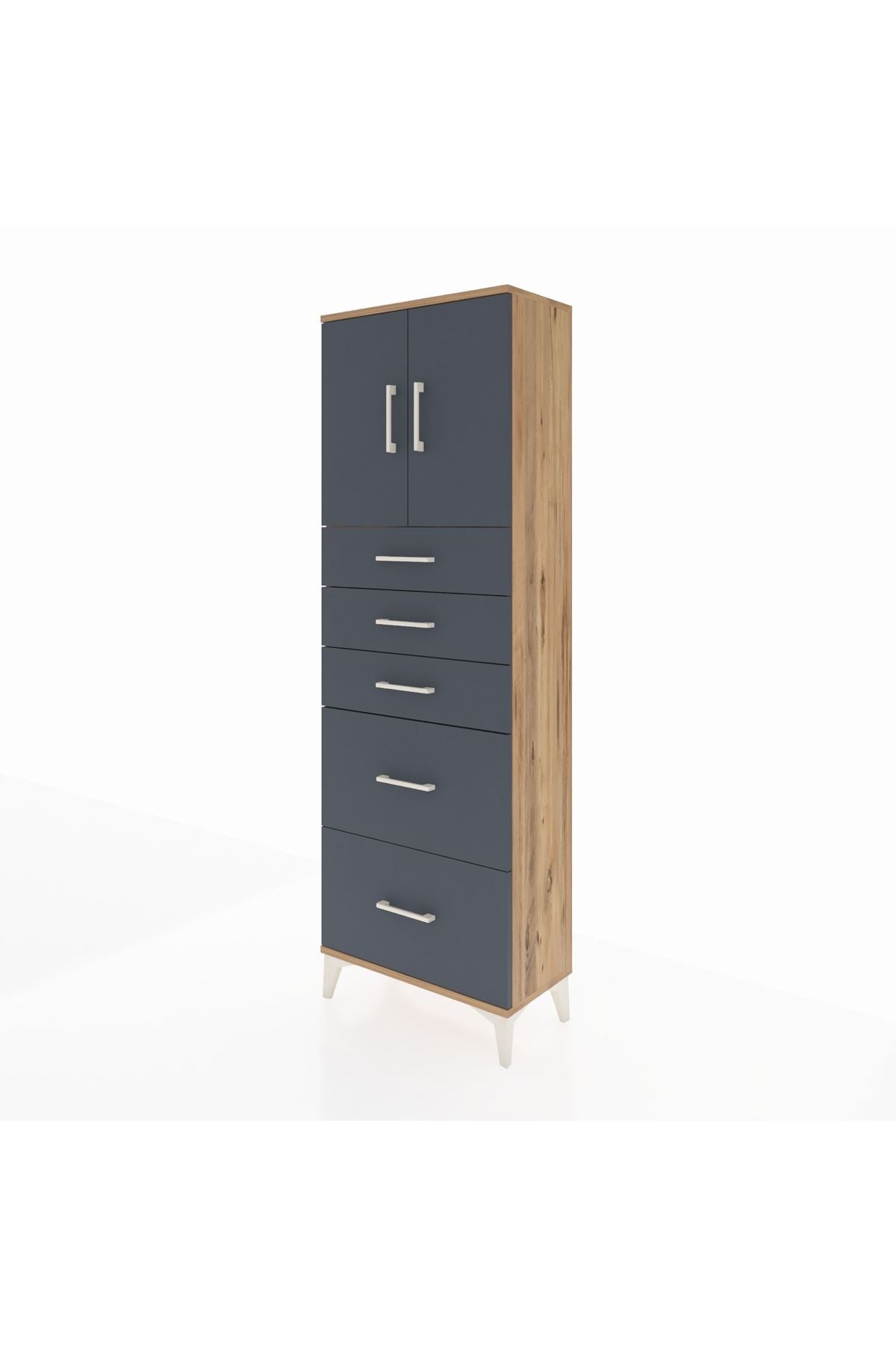 Arges Dolap 2 Raflı 5 Çekmeceli 2 Kapaklı 60x30x182 - S23M018V8A
