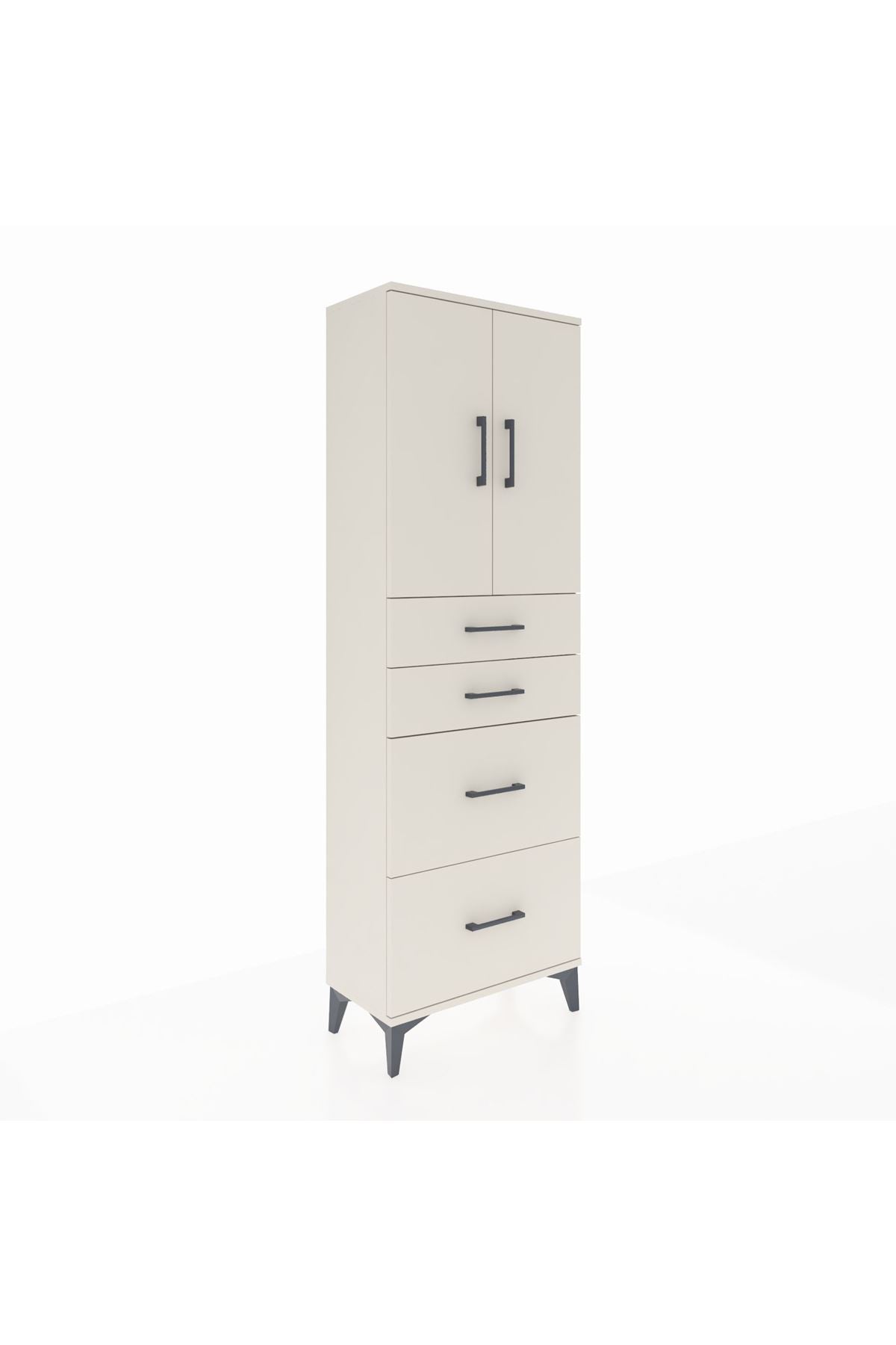 Arges Dolap 2 Raflı 4 Çekmeceli 2 Kapaklı 60x30x182 - S23M019V1A