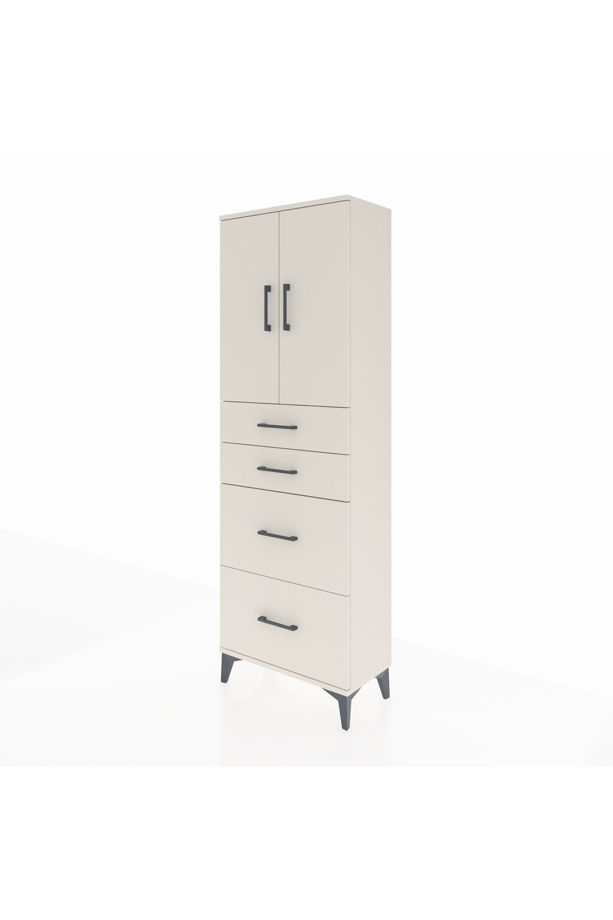 Arges Dolap 2 Raflı 4 Çekmeceli 2 Kapaklı 60x30x182 - S23M019V1A