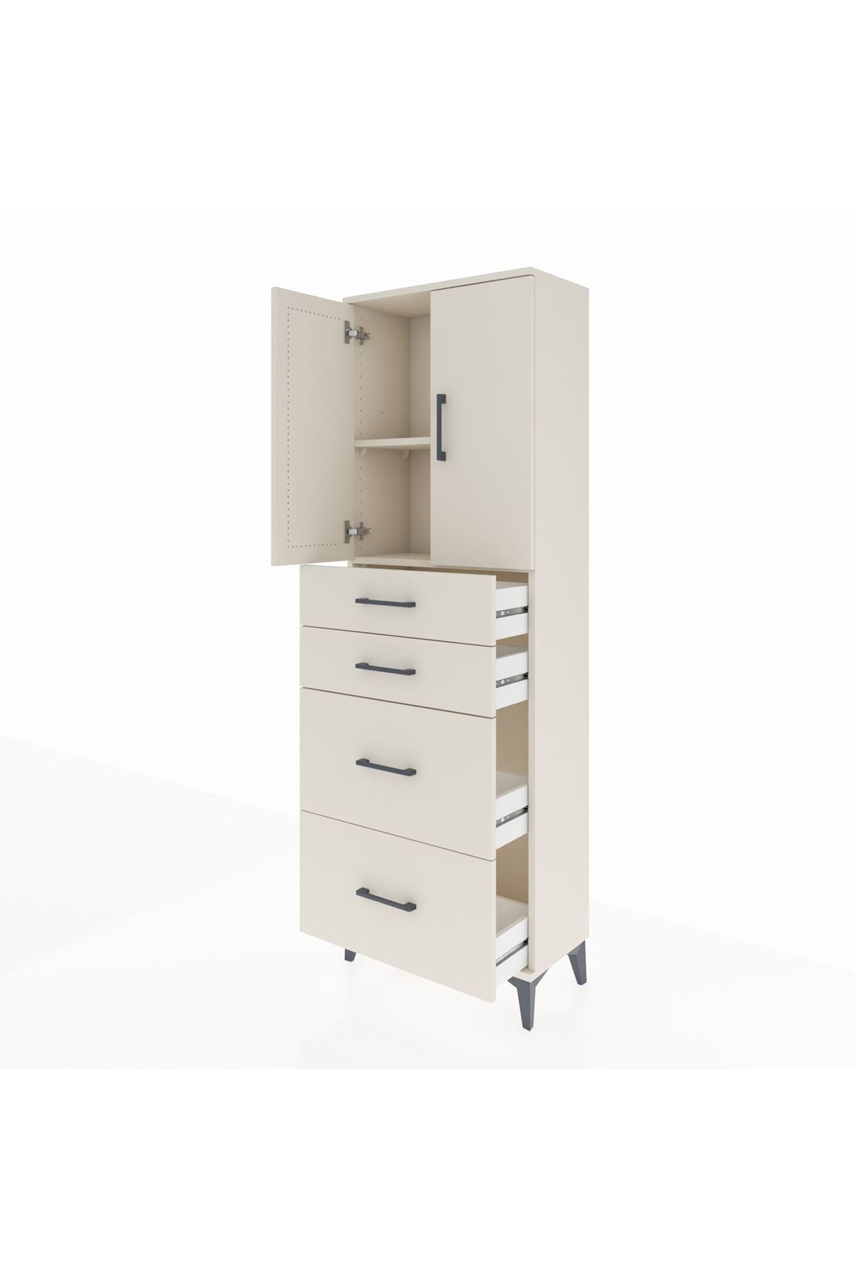 Arges Dolap 2 Raflı 4 Çekmeceli 2 Kapaklı 60x30x182 - S23M019V1A