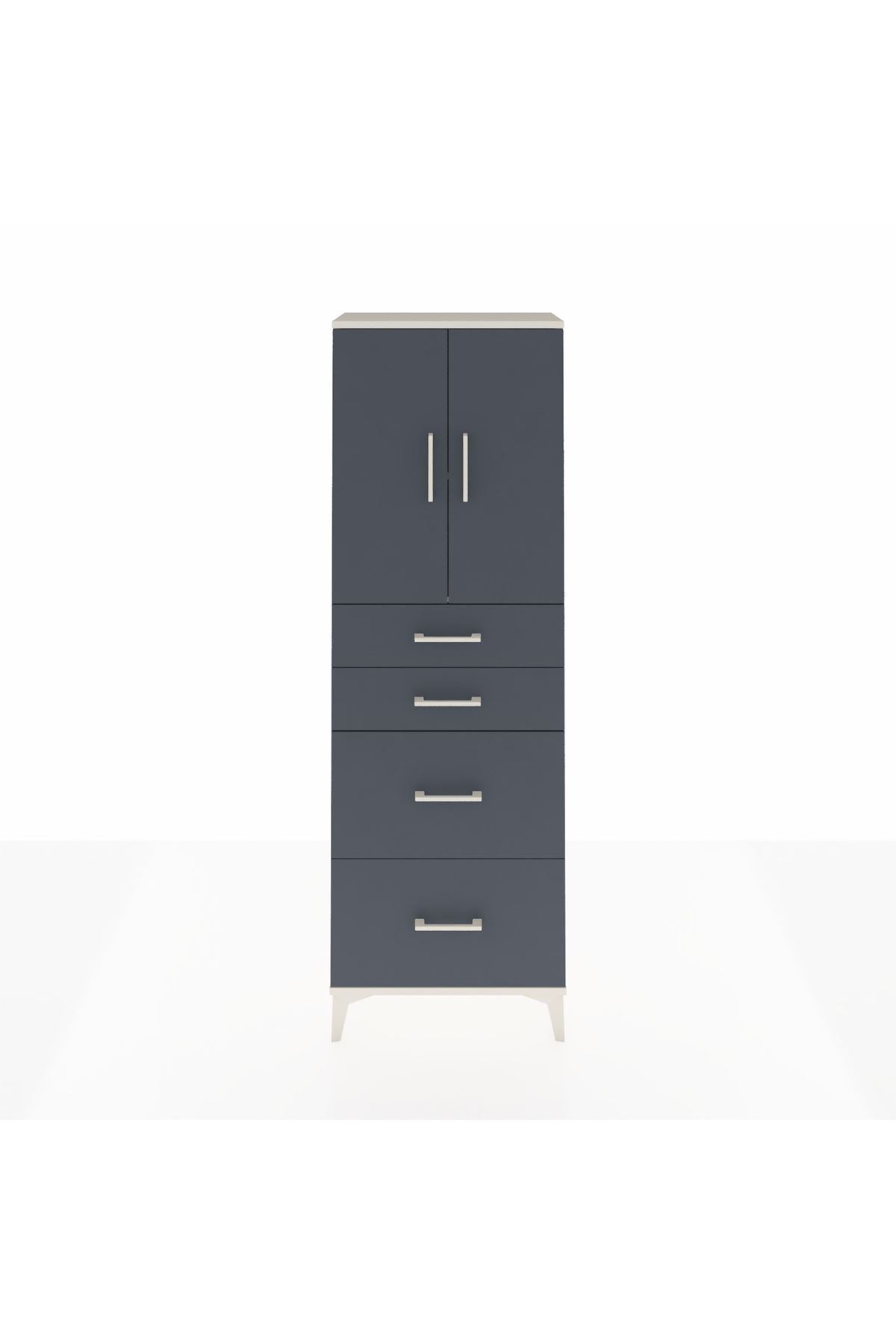 Arges Dolap 2 Raflı 4 Çekmeceli 2 Kapaklı 60x30x182 - S23M019V2A