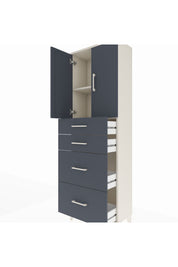 Arges Dolap 2 Raflı 4 Çekmeceli 2 Kapaklı 60x30x182 - S23M019V2A