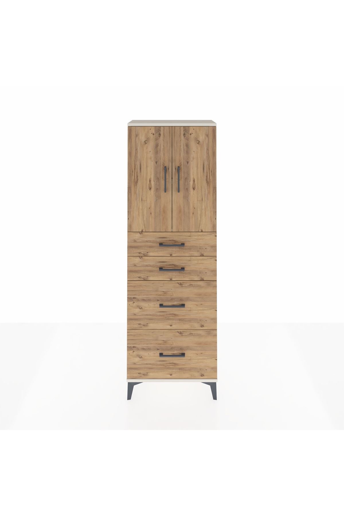 Arges Dolap 2 Raflı 4 Çekmeceli 2 Kapaklı 60x30x182 - S23M019V3A
