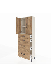 Arges Dolap 2 Raflı 4 Çekmeceli 2 Kapaklı 60x30x182 - S23M019V3A