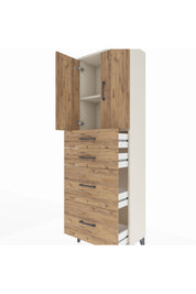 Arges Dolap 2 Raflı 4 Çekmeceli 2 Kapaklı 60x30x182 - S23M019V3A