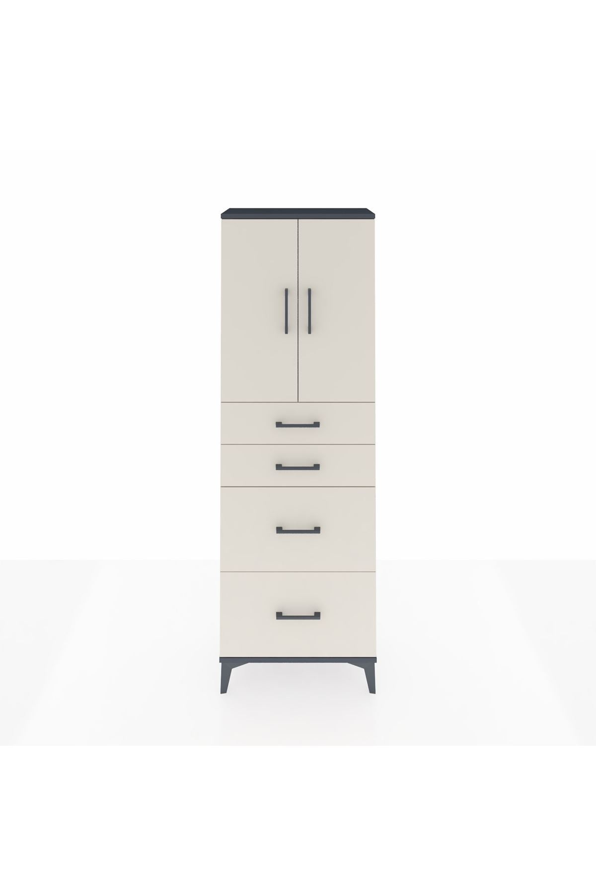 Arges Dolap 2 Raflı 4 Çekmeceli 2 Kapaklı 60x30x182 - S23M019V4A