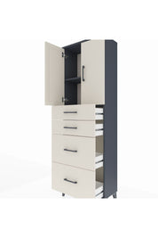 Arges Dolap 2 Raflı 4 Çekmeceli 2 Kapaklı 60x30x182 - S23M019V4A