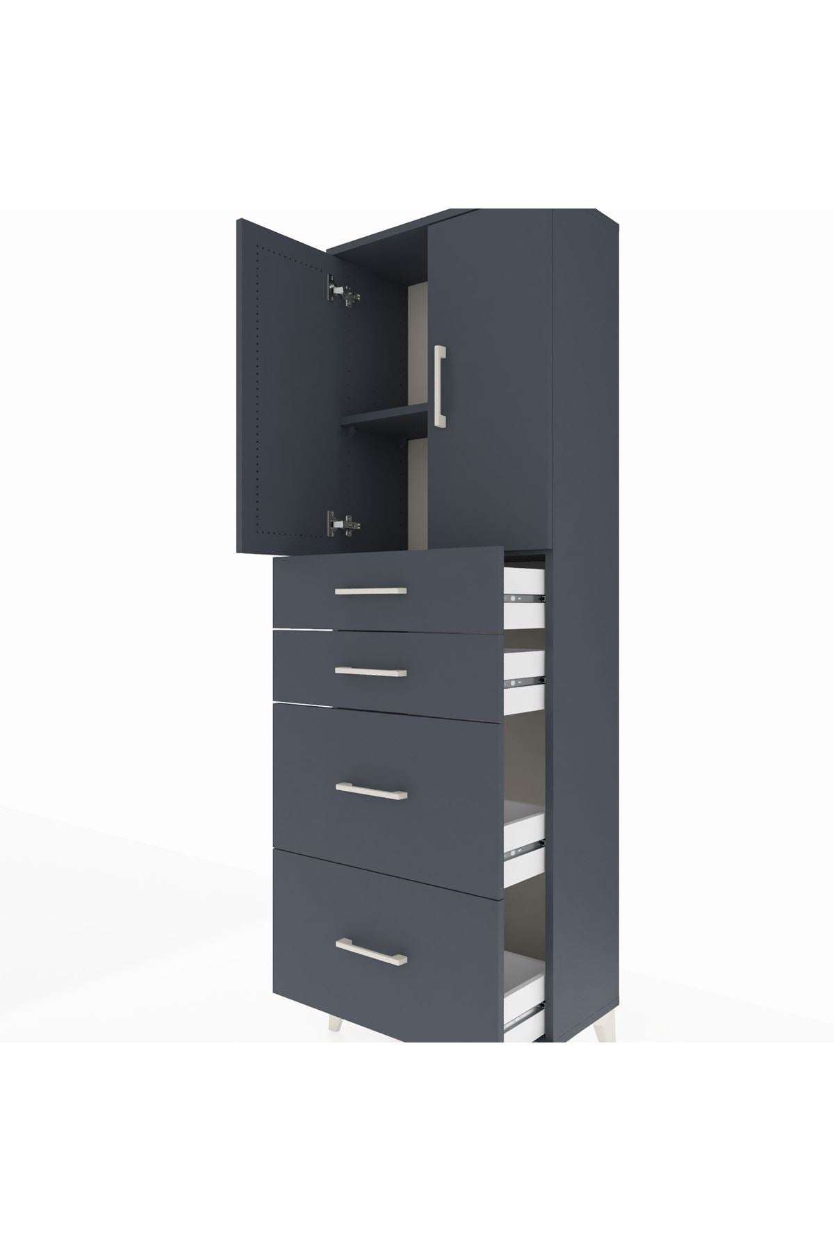 Arges Dolap 2 Raflı 4 Çekmeceli 2 Kapaklı 60x30x182 - S23M019V5A