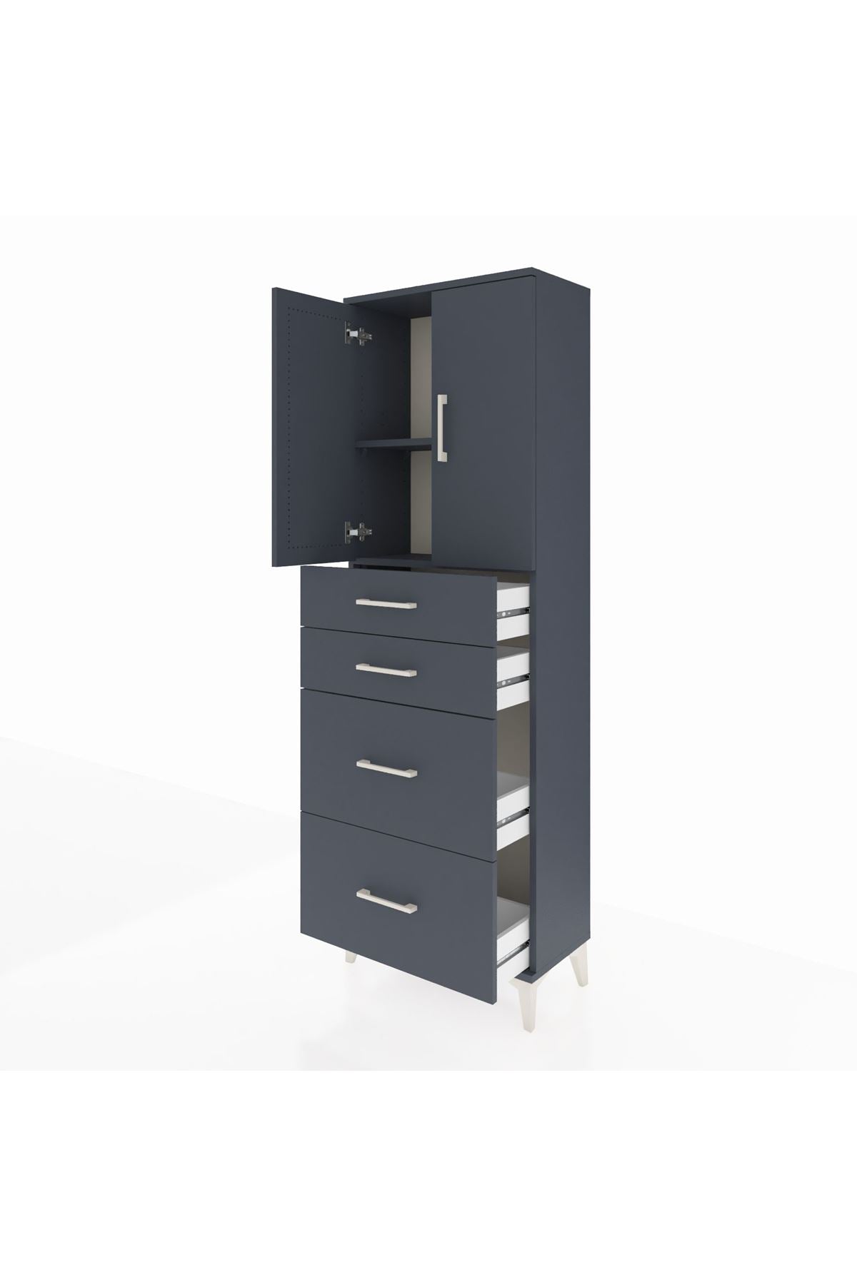 Arges Dolap 2 Raflı 4 Çekmeceli 2 Kapaklı 60x30x182 - S23M019V5A