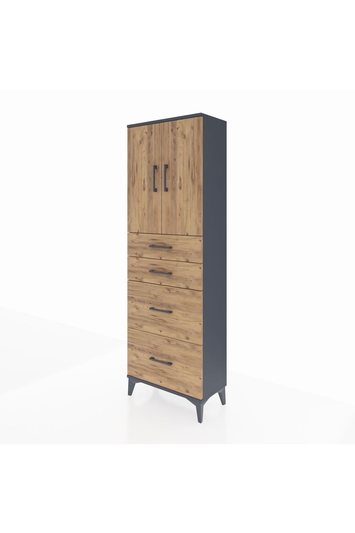 Arges Dolap 2 Raflı 4 Çekmeceli 2 Kapaklı 60x30x182 - S23M019V6A