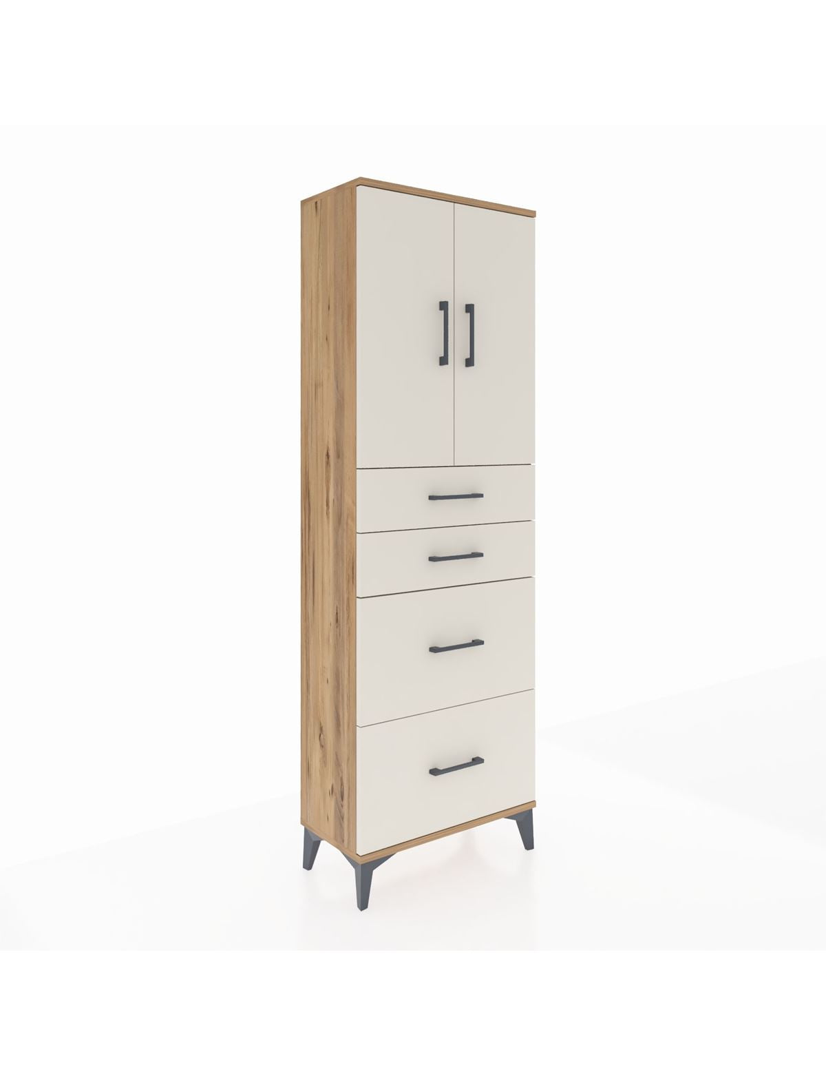 Arges Dolap 2 Raflı 4 Çekmeceli 2 Kapaklı 60x30x182 - S23M019V7A