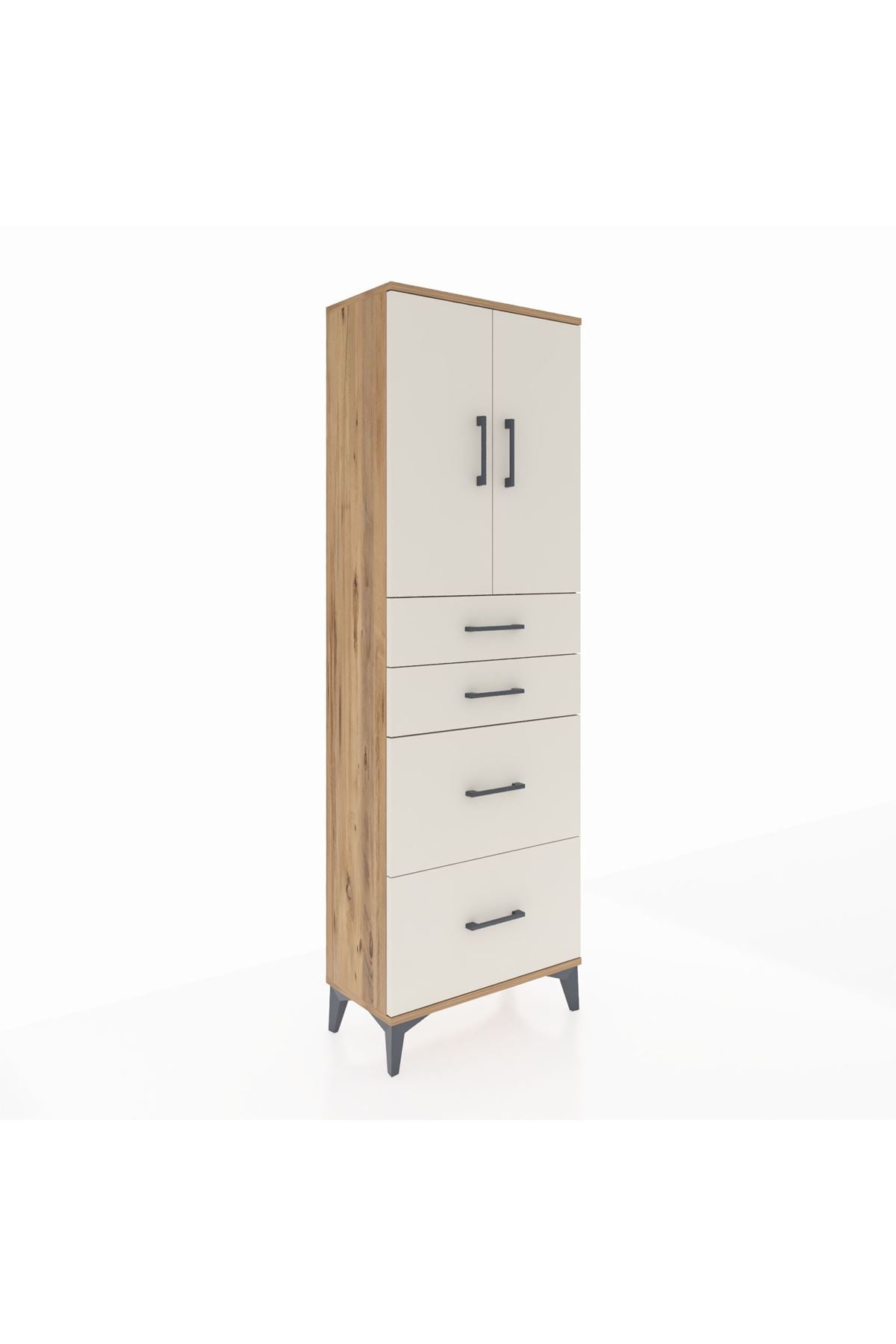 Arges Dolap 2 Raflı 4 Çekmeceli 2 Kapaklı 60x30x182 - S23M019V7A