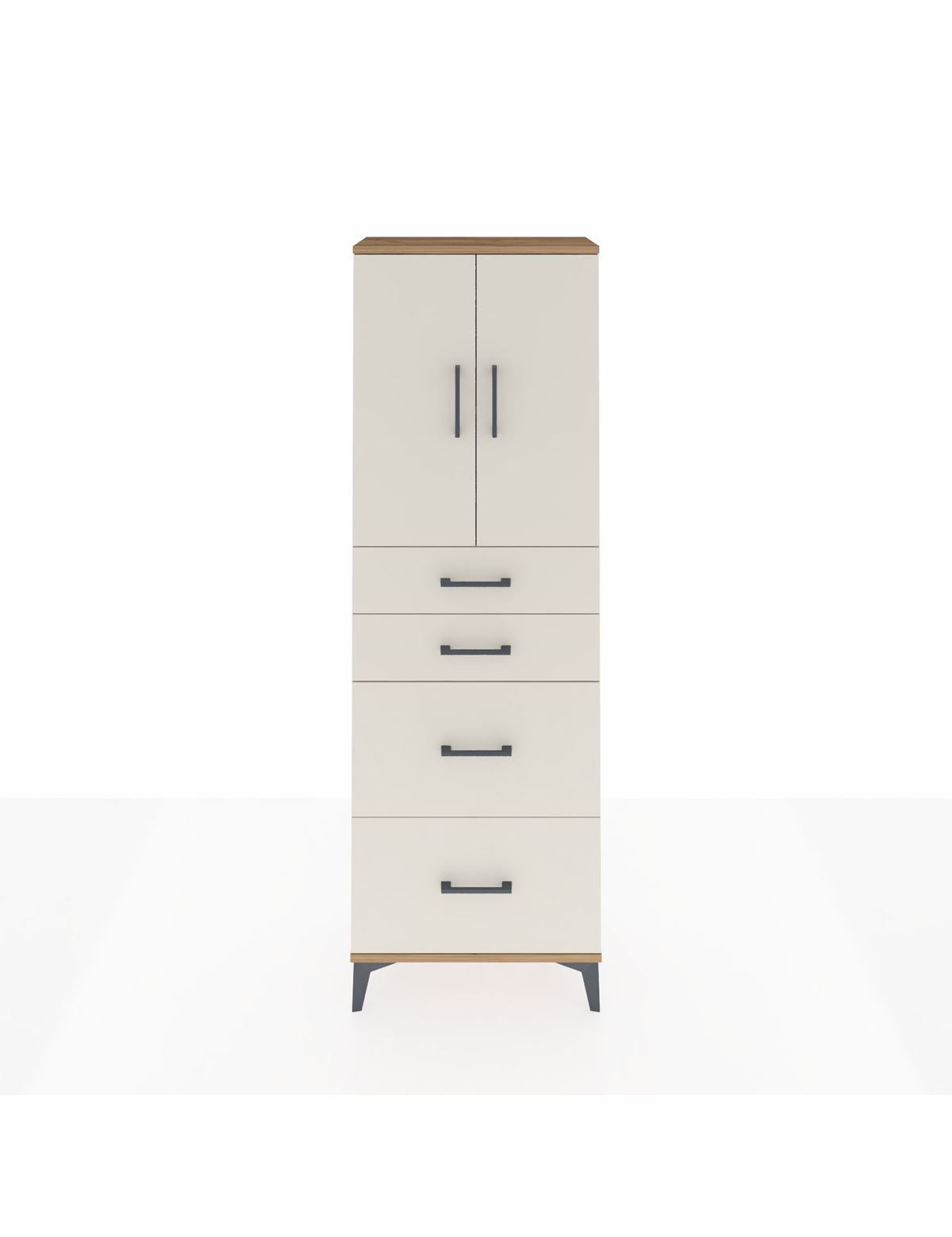 Arges Dolap 2 Raflı 4 Çekmeceli 2 Kapaklı 60x30x182 - S23M019V7A