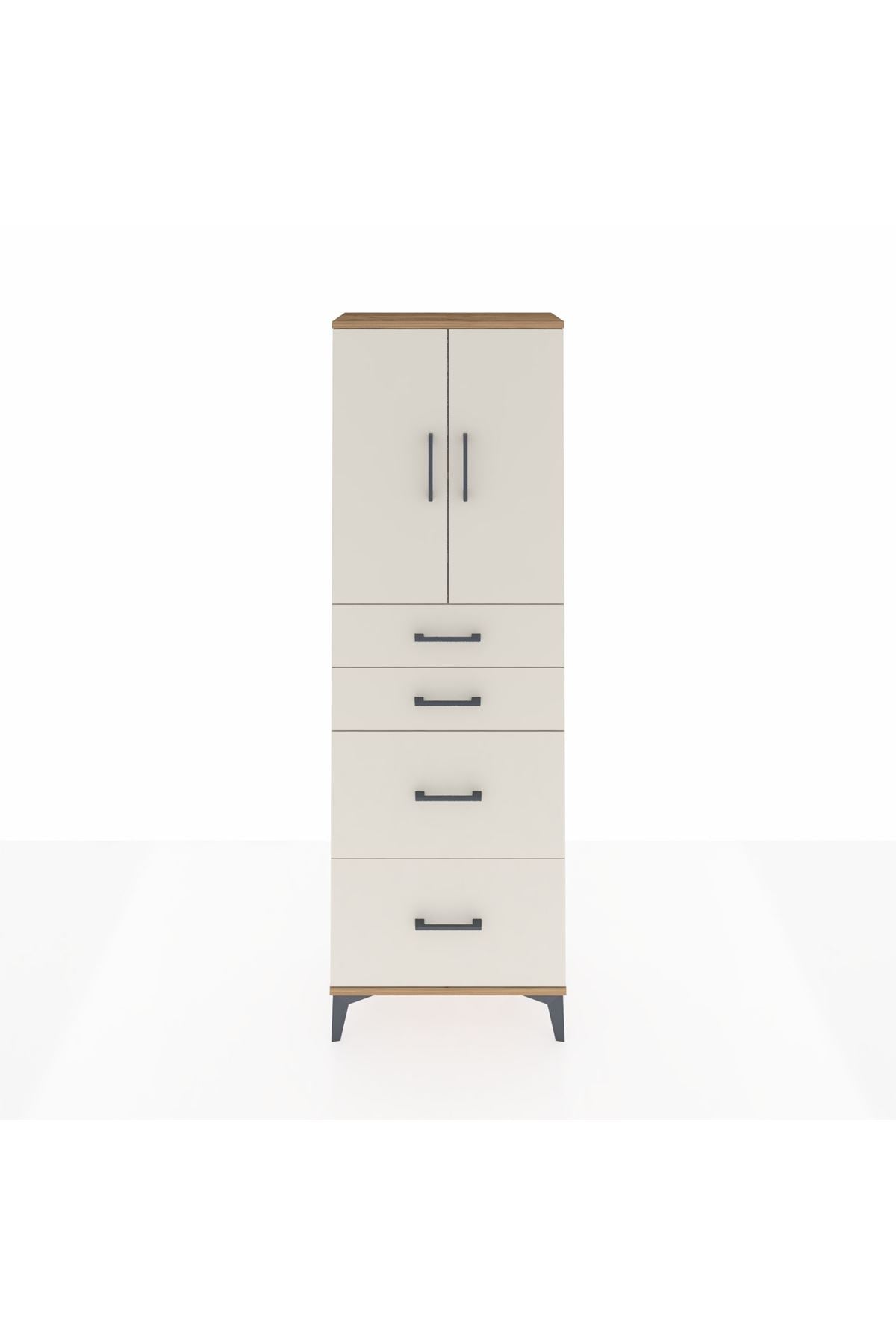 Arges Dolap 2 Raflı 4 Çekmeceli 2 Kapaklı 60x30x182 - S23M019V7A