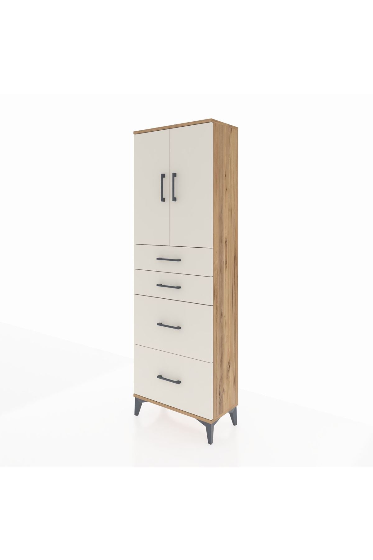 Arges Dolap 2 Raflı 4 Çekmeceli 2 Kapaklı 60x30x182 - S23M019V7A