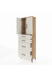 Arges Dolap 2 Raflı 4 Çekmeceli 2 Kapaklı 60x30x182 - S23M019V7A