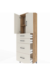 Arges Dolap 2 Raflı 4 Çekmeceli 2 Kapaklı 60x30x182 - S23M019V7A