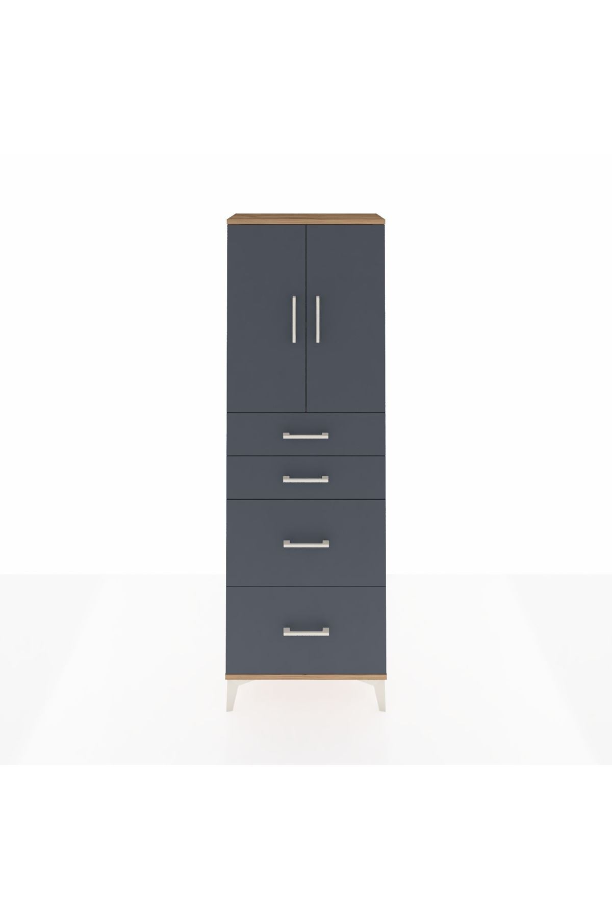 Arges Dolap 2 Raflı 4 Çekmeceli 2 Kapaklı 60x30x182 - S23M019V8A