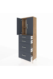 Arges Dolap 2 Raflı 4 Çekmeceli 2 Kapaklı 60x30x182 - S23M019V8A