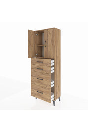 Arges Dolap 2 Raflı 4 Çekmeceli 2 Kapaklı 60x30x182 - S23M019V9A