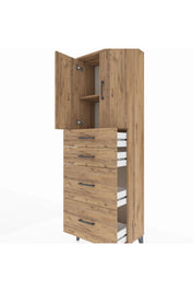 Arges Dolap 2 Raflı 4 Çekmeceli 2 Kapaklı 60x30x182 - S23M019V9A