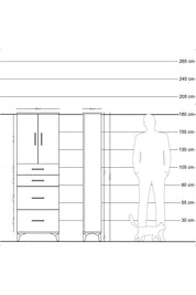 Arges Dolap 2 Raflı 4 Çekmeceli 2 Kapaklı 60x30x182 - S23M019V9A
