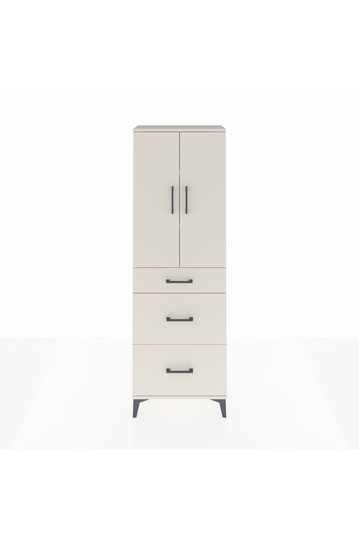 Arges Dolap 3 Raflı 3 Çekmeceli 2 Kapaklı 60x30x182 - S23M020V1A