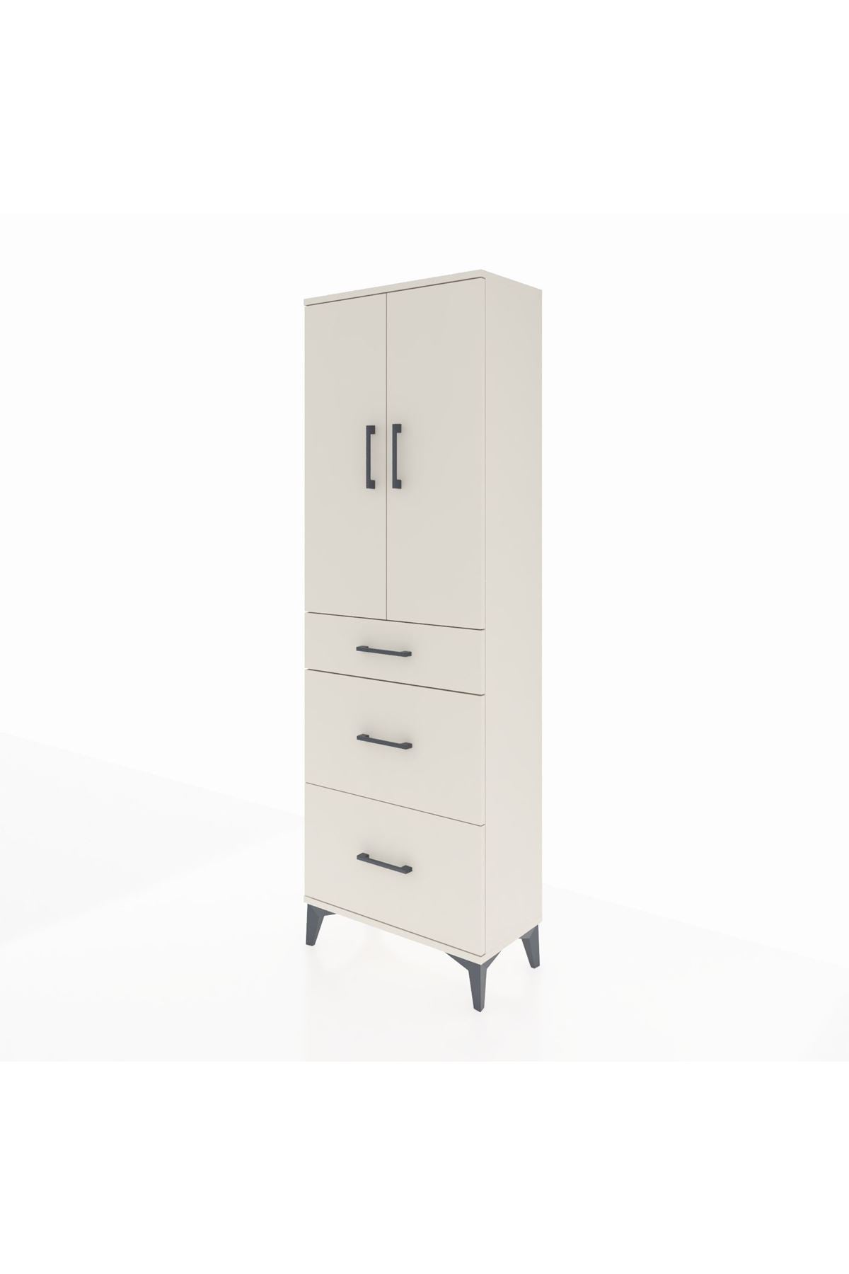 Arges Dolap 3 Raflı 3 Çekmeceli 2 Kapaklı 60x30x182 - S23M020V1A