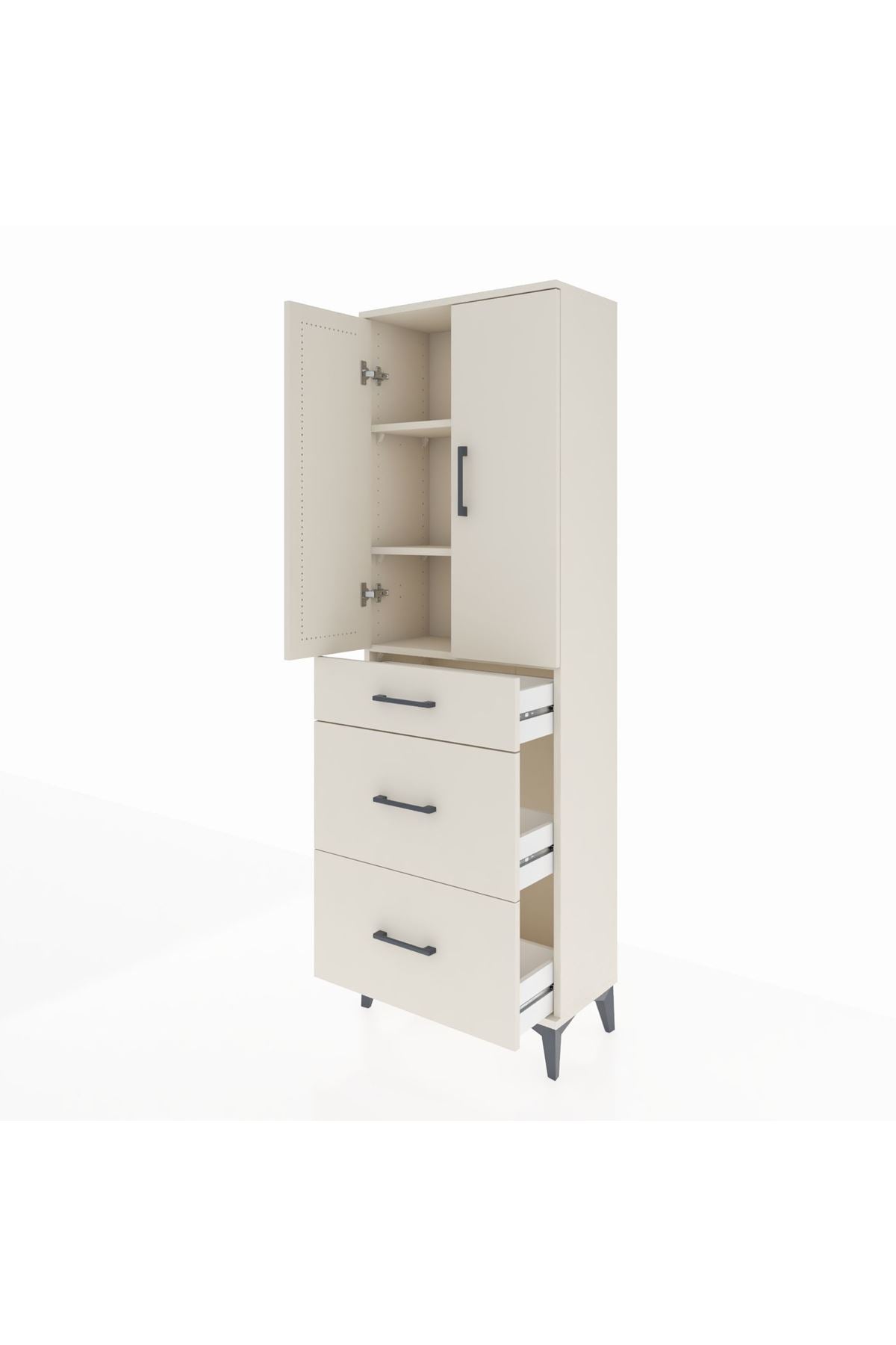 Arges Dolap 3 Raflı 3 Çekmeceli 2 Kapaklı 60x30x182 - S23M020V1A