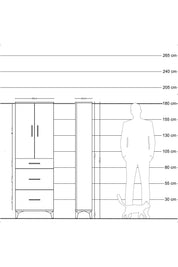 Arges Dolap 3 Raflı 3 Çekmeceli 2 Kapaklı 60x30x182 - S23M020V2A