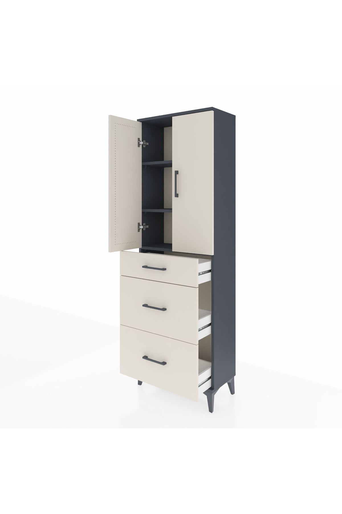 Arges Dolap 3 Raflı 3 Çekmeceli 2 Kapaklı 60x30x182 - S23M020V4A