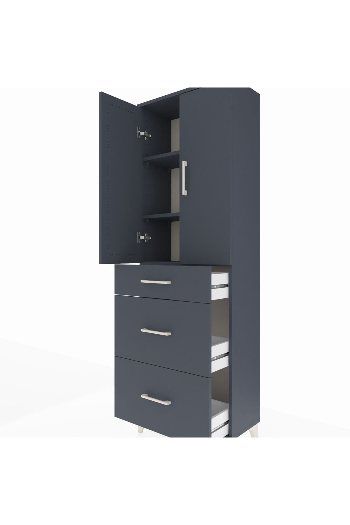 Arges Dolap 3 Raflı 3 Çekmeceli 2 Kapaklı 60x30x182 - S23M020V5A