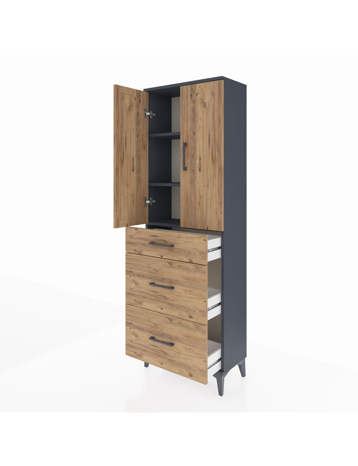 Arges Dolap 3 Raflı 3 Çekmeceli 2 Kapaklı 60x30x182 - S23M020V6A