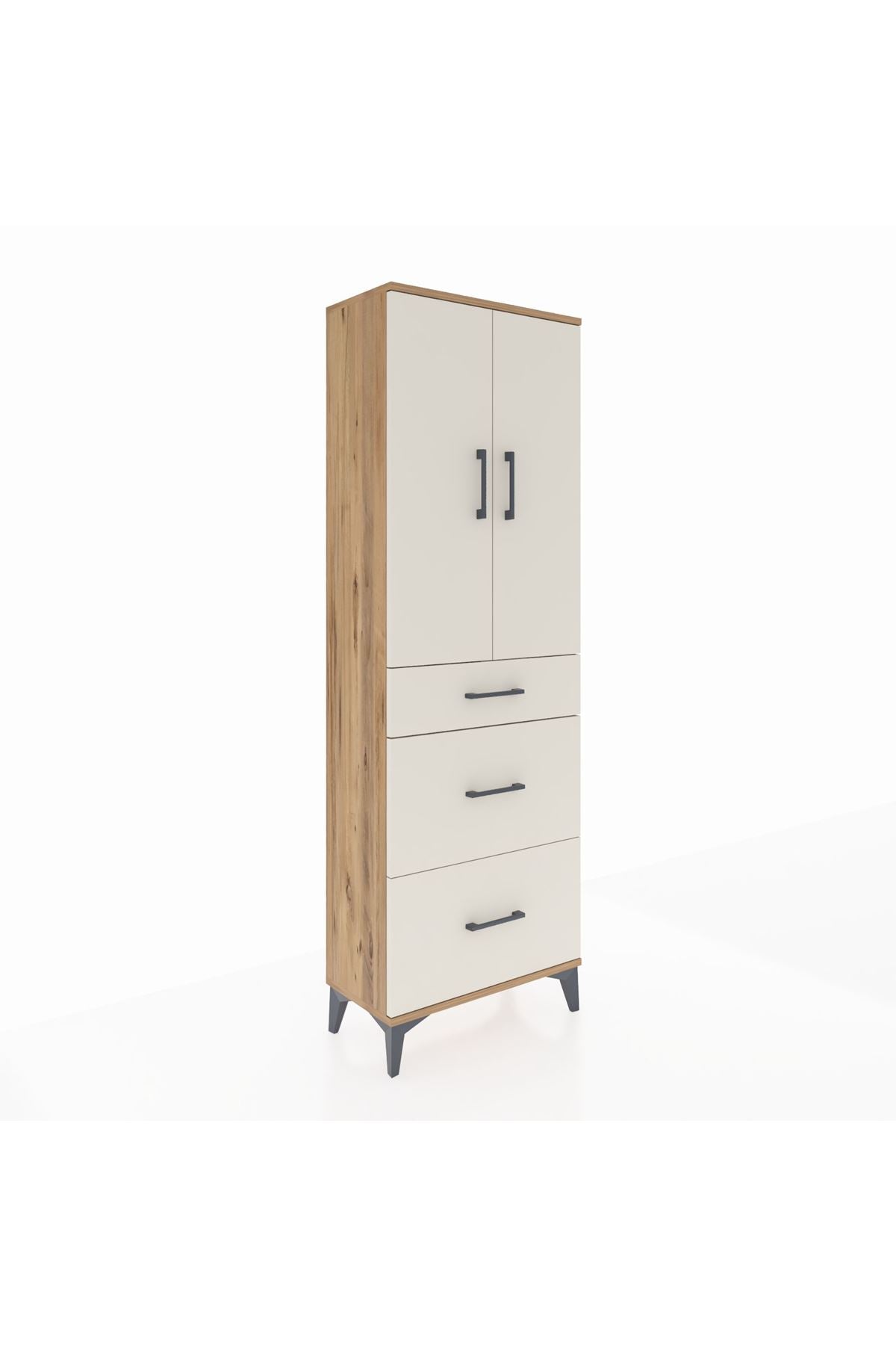 Arges Dolap 3 Raflı 3 Çekmeceli 2 Kapaklı 60x30x182 - S23M020V7A