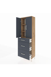 Arges Dolap 3 Raflı 3 Çekmeceli 2 Kapaklı 60x30x182 - S23M020V8A